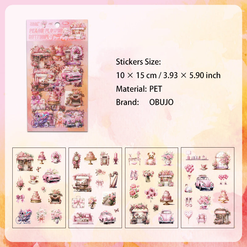6 Sheets Floral Lifestyle PET Stickers YYQF