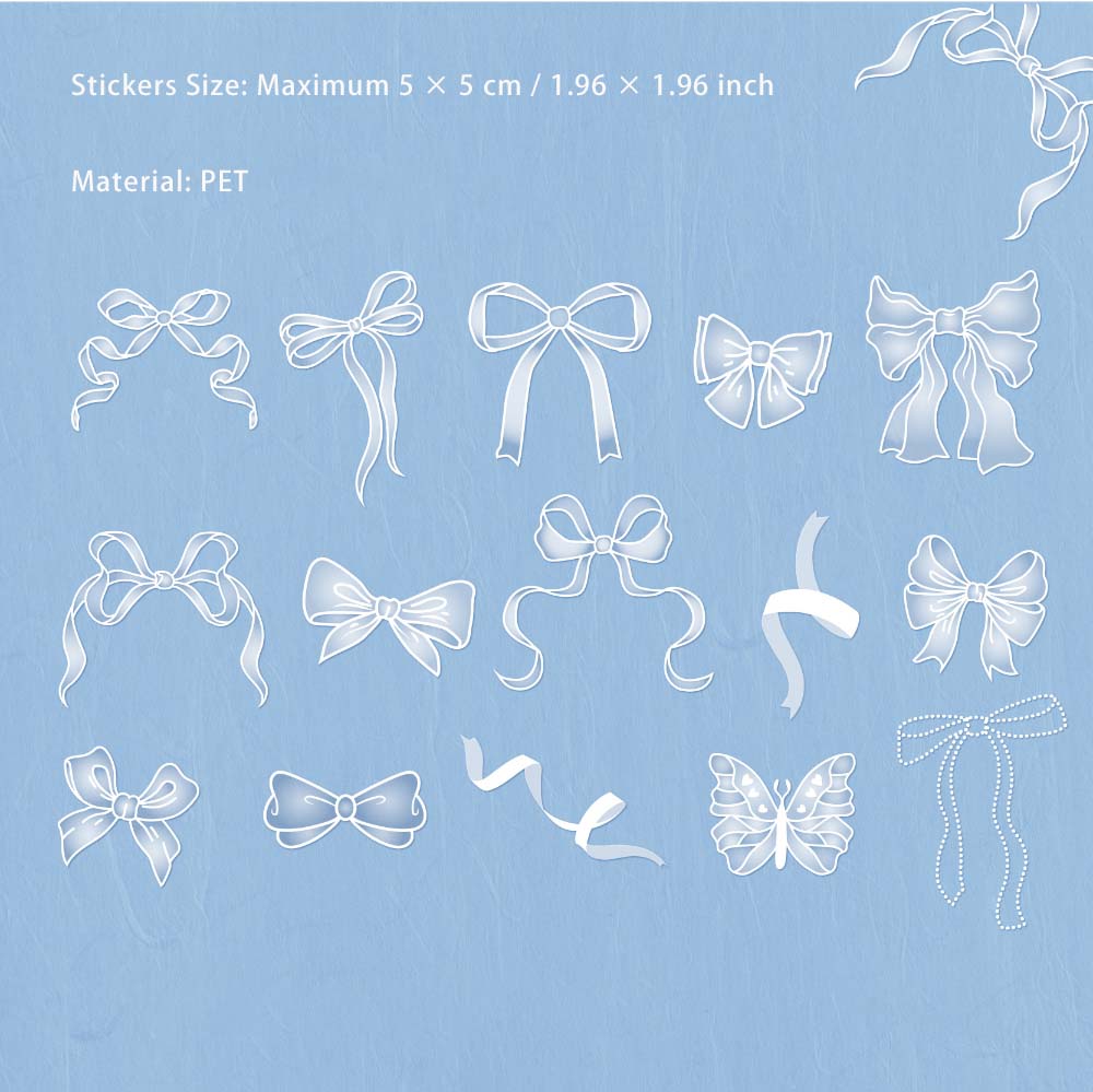 15 Pcs Glitter Bowknot PET Stickers YLHX