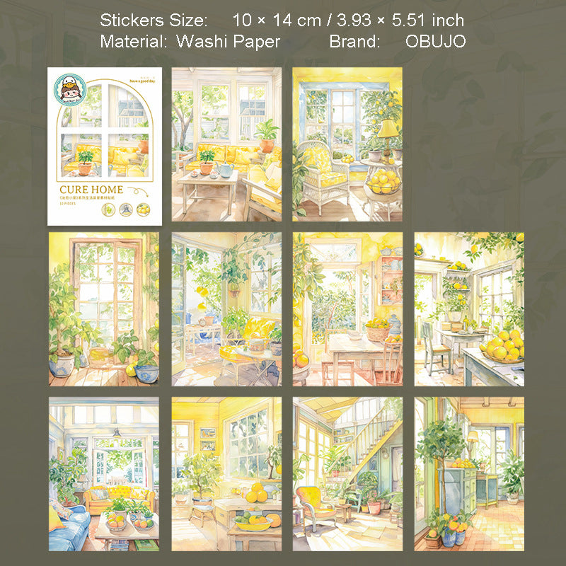 10 Pcs Live Theme Washi Stickers ZYXJ