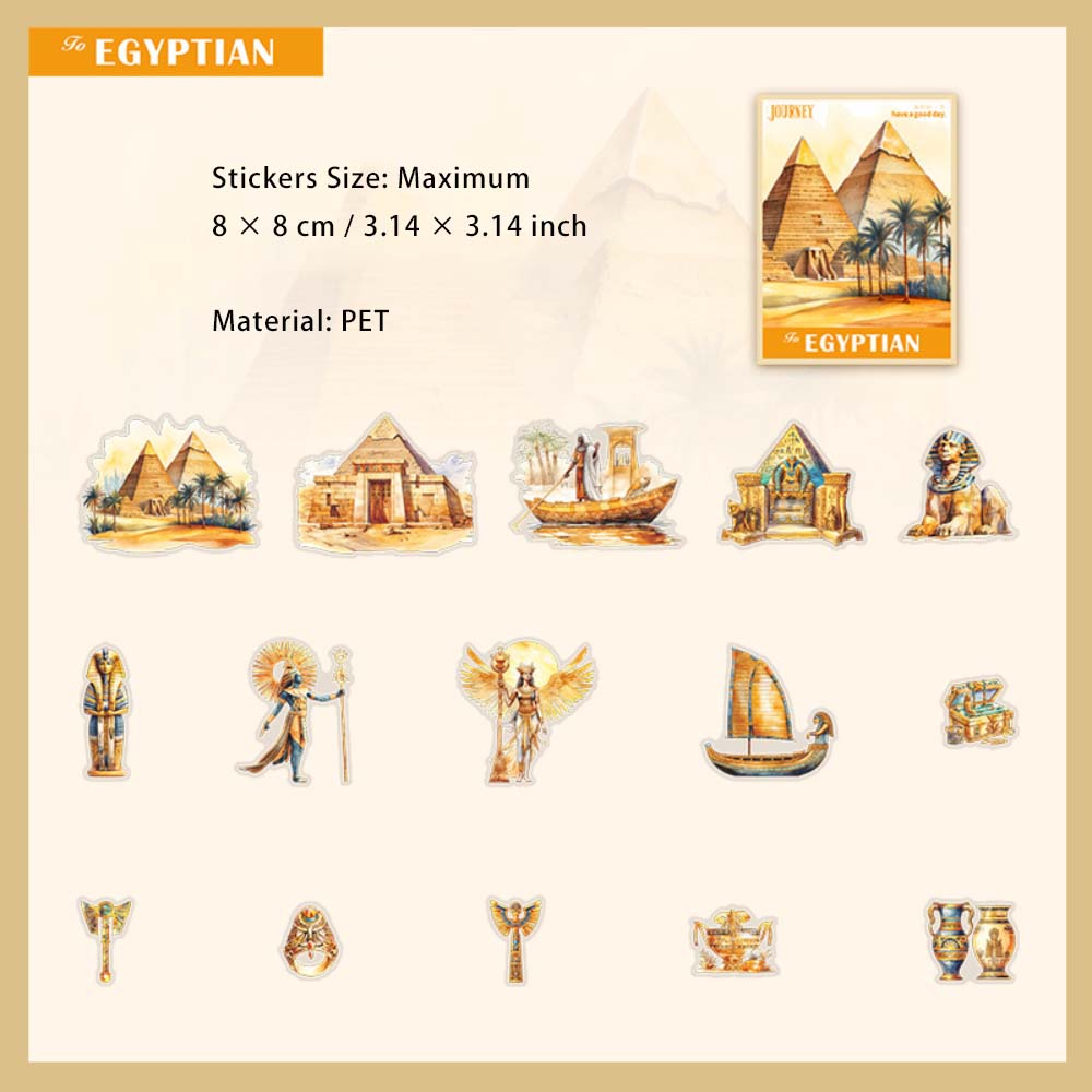 15 Pcs Egypt Travel Theme PET Stickers AJZL