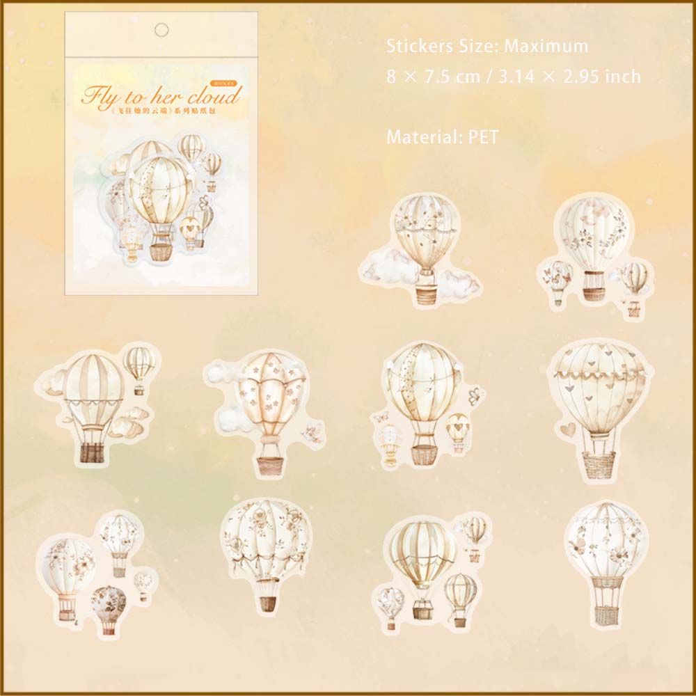 20 Pcs Hot Air Balloon PET Stickers FWTDYD