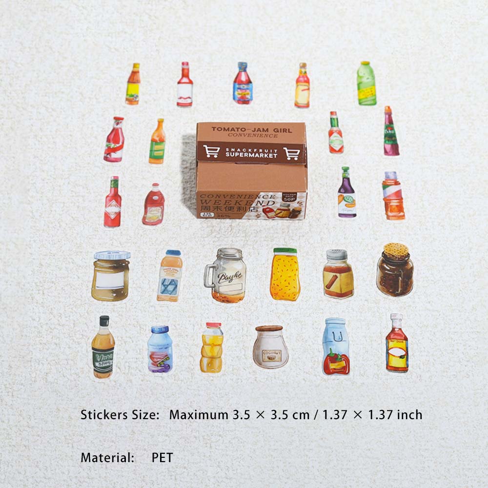 50 Pcs Snack Theme PET Stickers ZMBLD