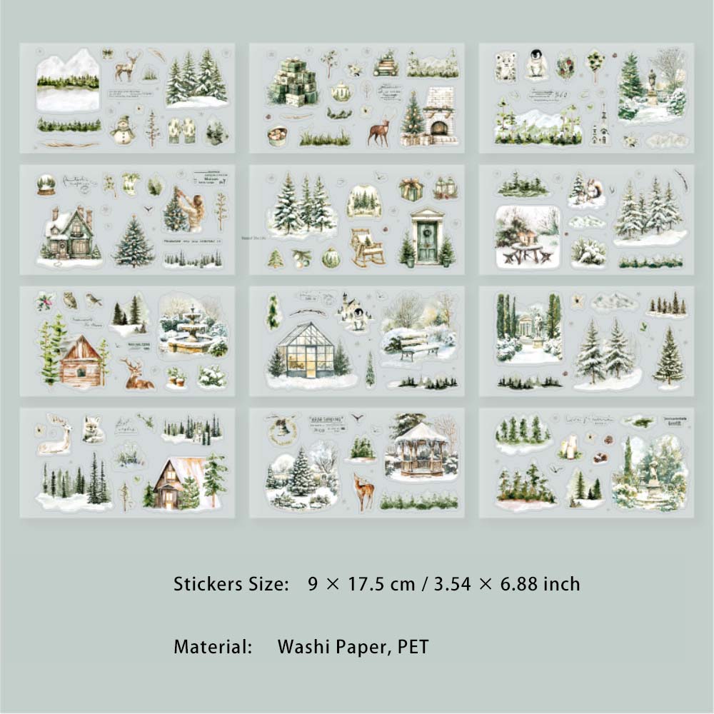 25 Sheets Winter Landscape Stickers Book SLXZ