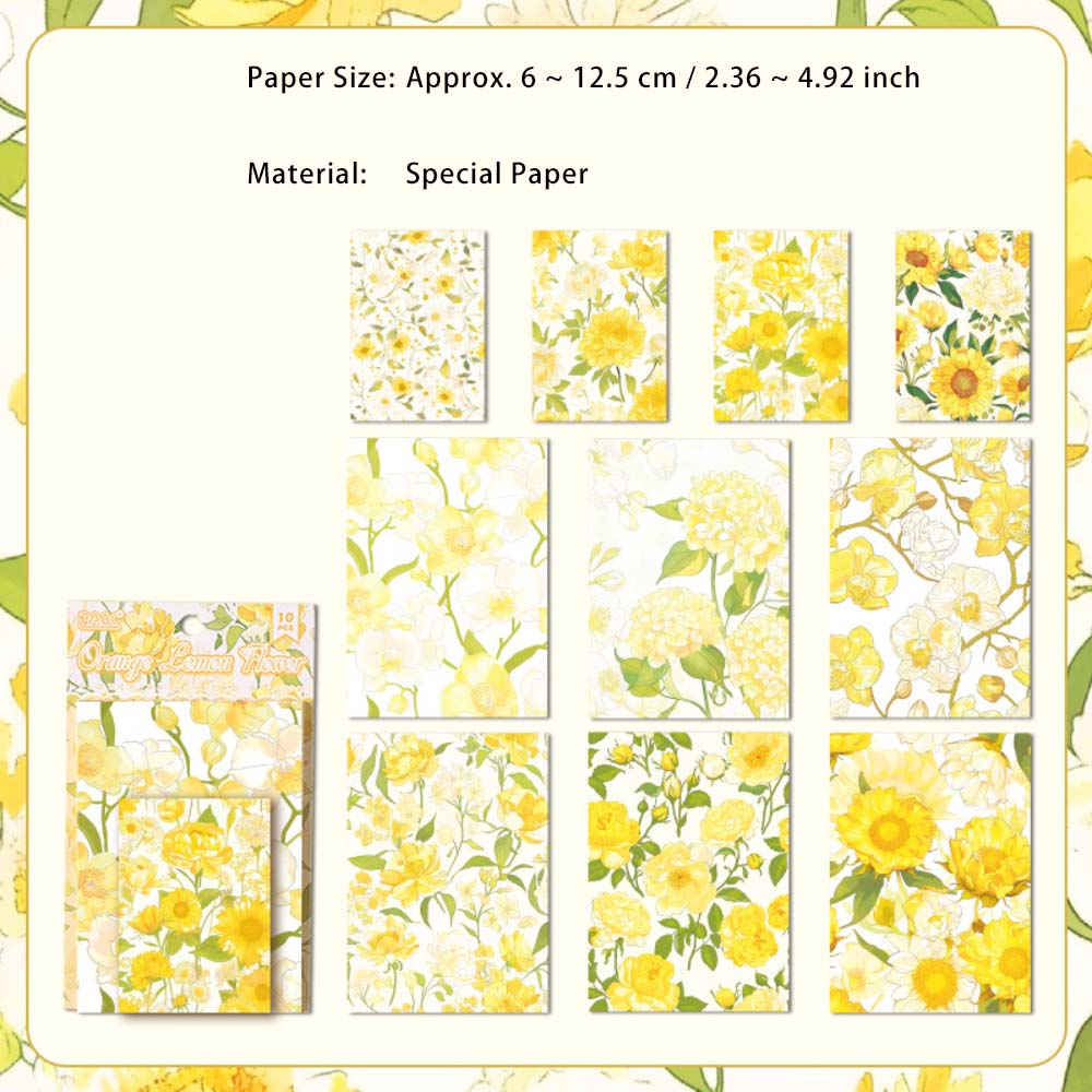 10 Sheets Floral Basic Scrapbook Paper HYWL