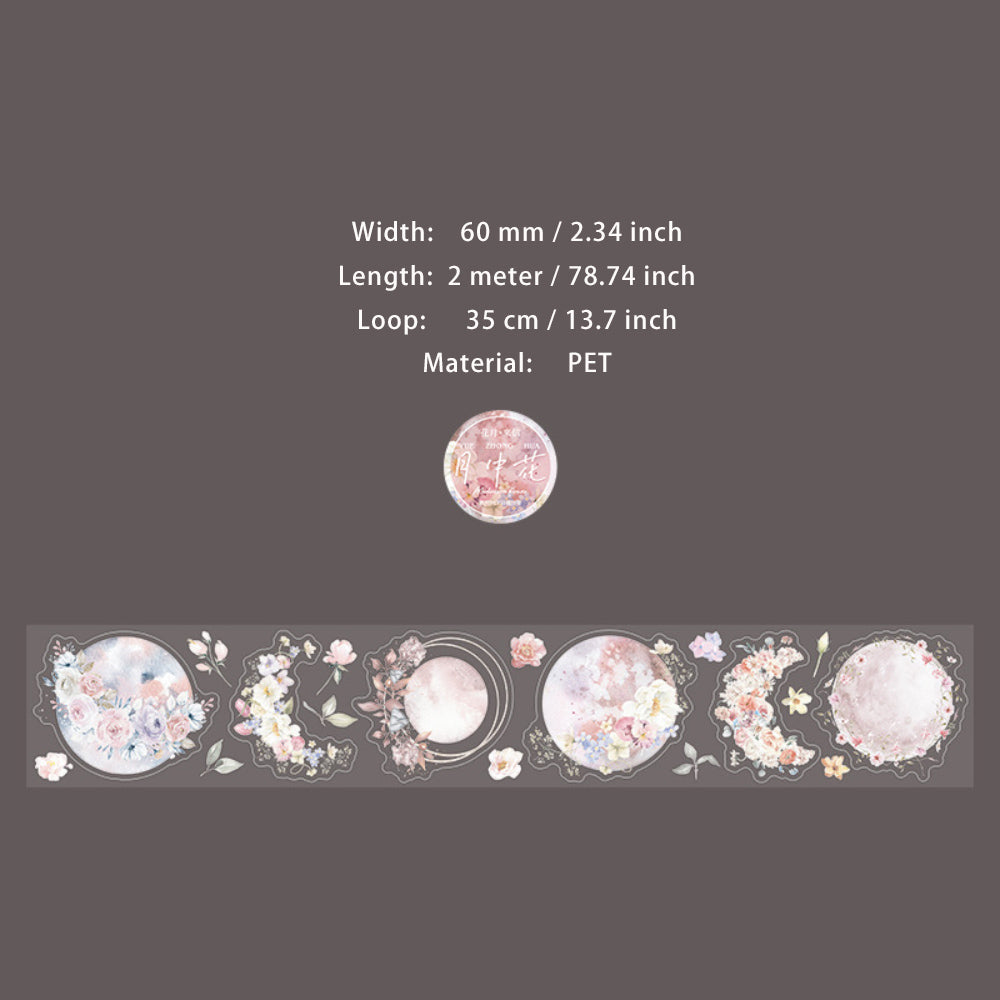 1 Roll Die-cut Moon Flower PET Stickers Tape YZHX