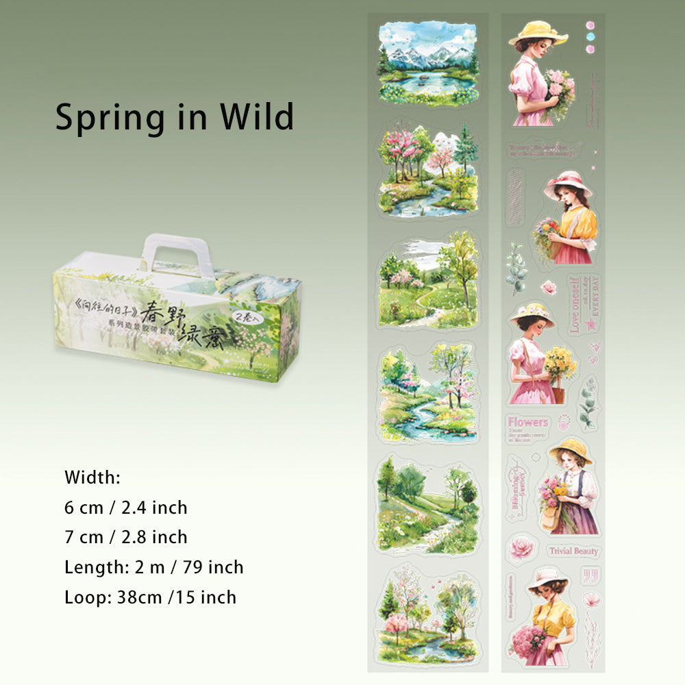 2 Rolls Girl and Garden PET Tape Set XWDRZ