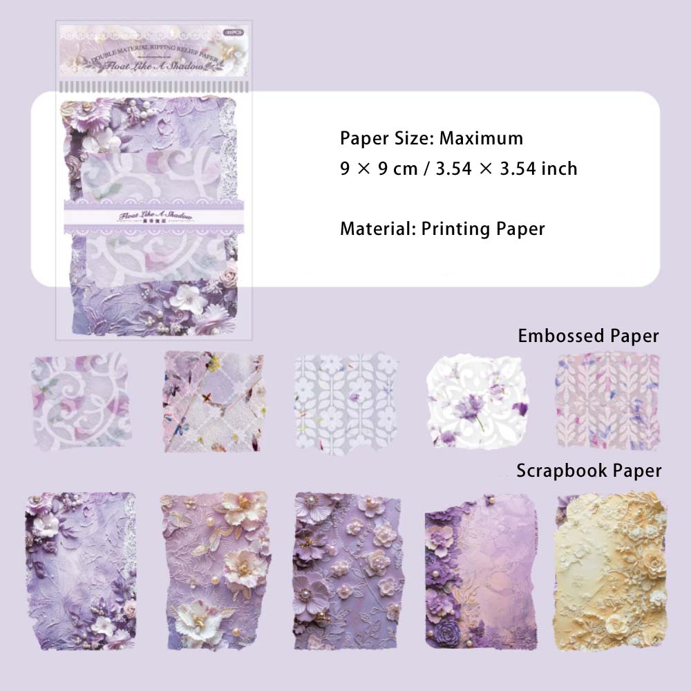 20 Pcs Embossed Paper and Scrapbook Paper FHRY