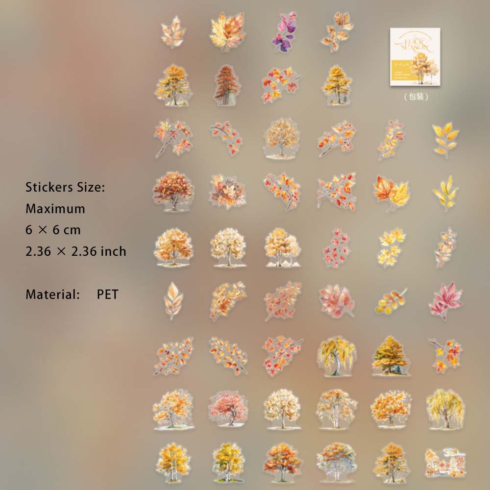 100 Pcs Flower Botanical PET Stickers SJWY