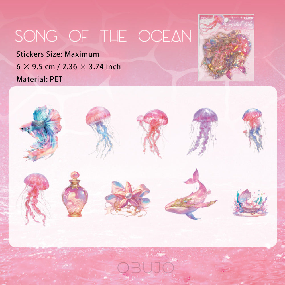 20 Pcs Holographic Jellyfish Stickers SJCX