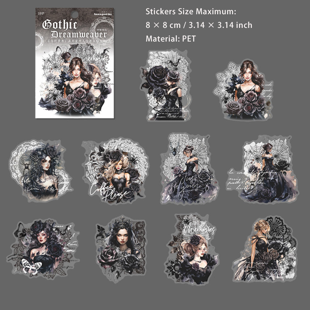 10 Pcs Gothic People Stickers GTZMZ