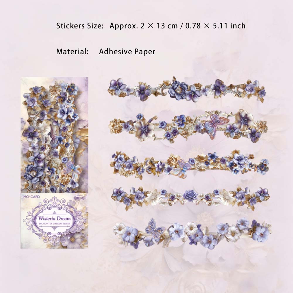 10 Pcs Long Flower Stickers XHCL