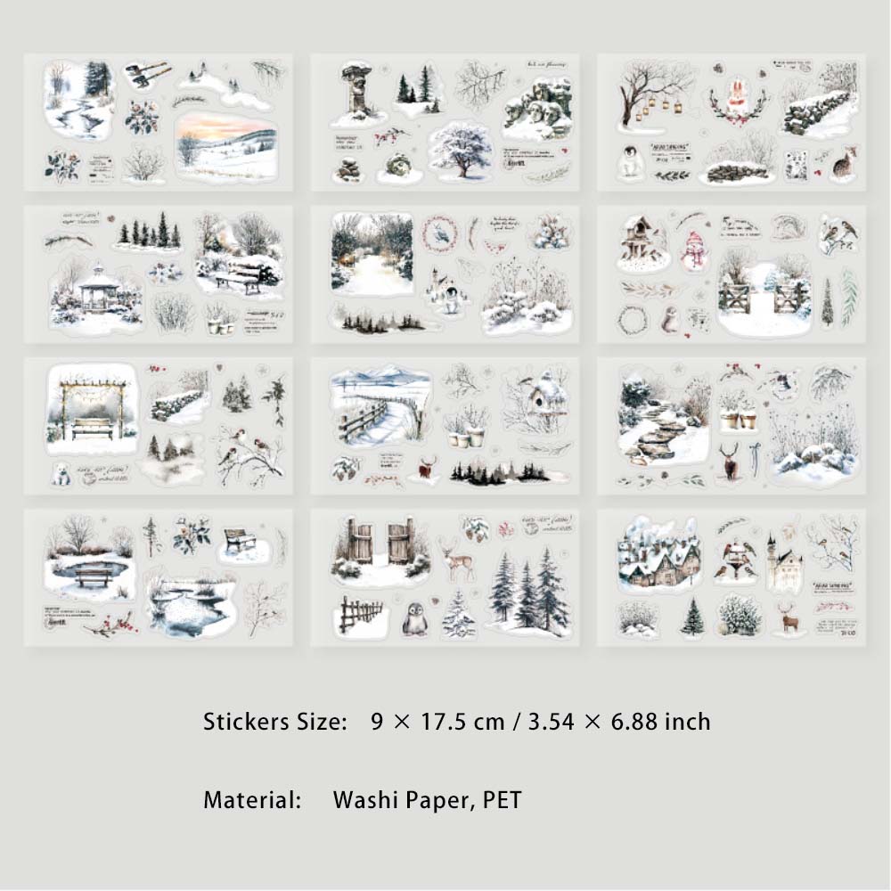 25 Sheets Winter Landscape Stickers Book SLXZ