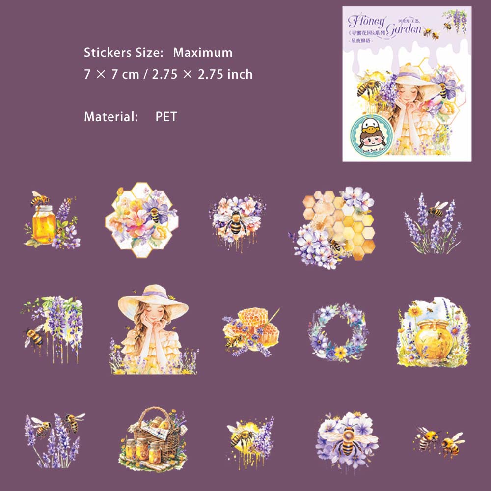 15 Pcs Honeybee Theme PET Stickers XNHY