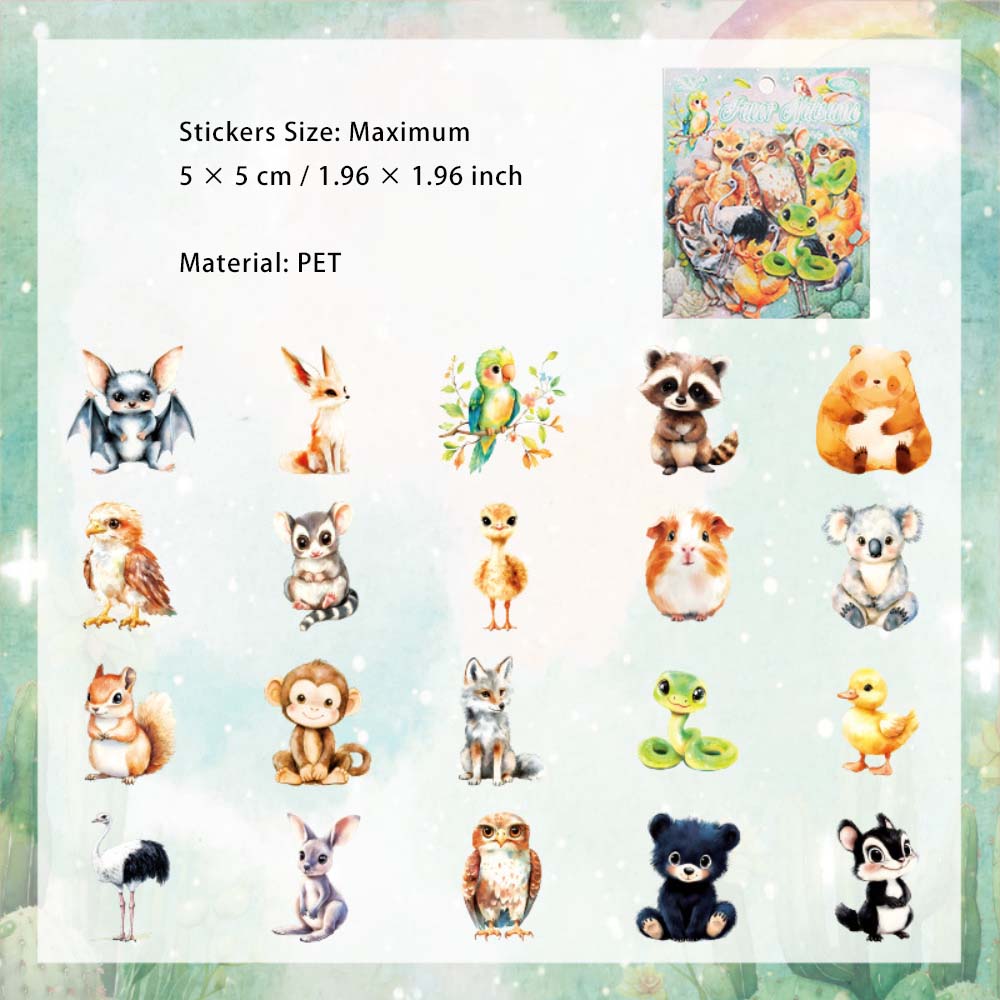 40 Pcs Cute Animal PET Stickers MMDYH