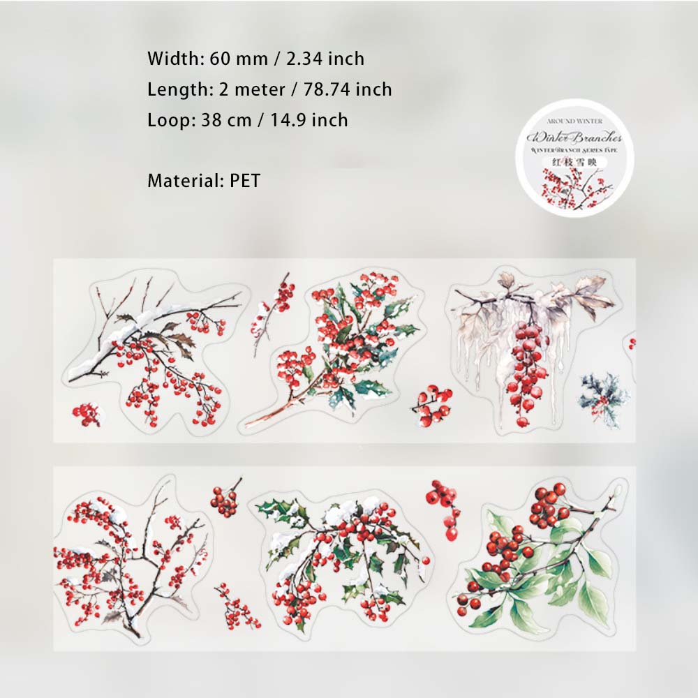 1 Roll Winter Branches PET Stickers Tape DJZY