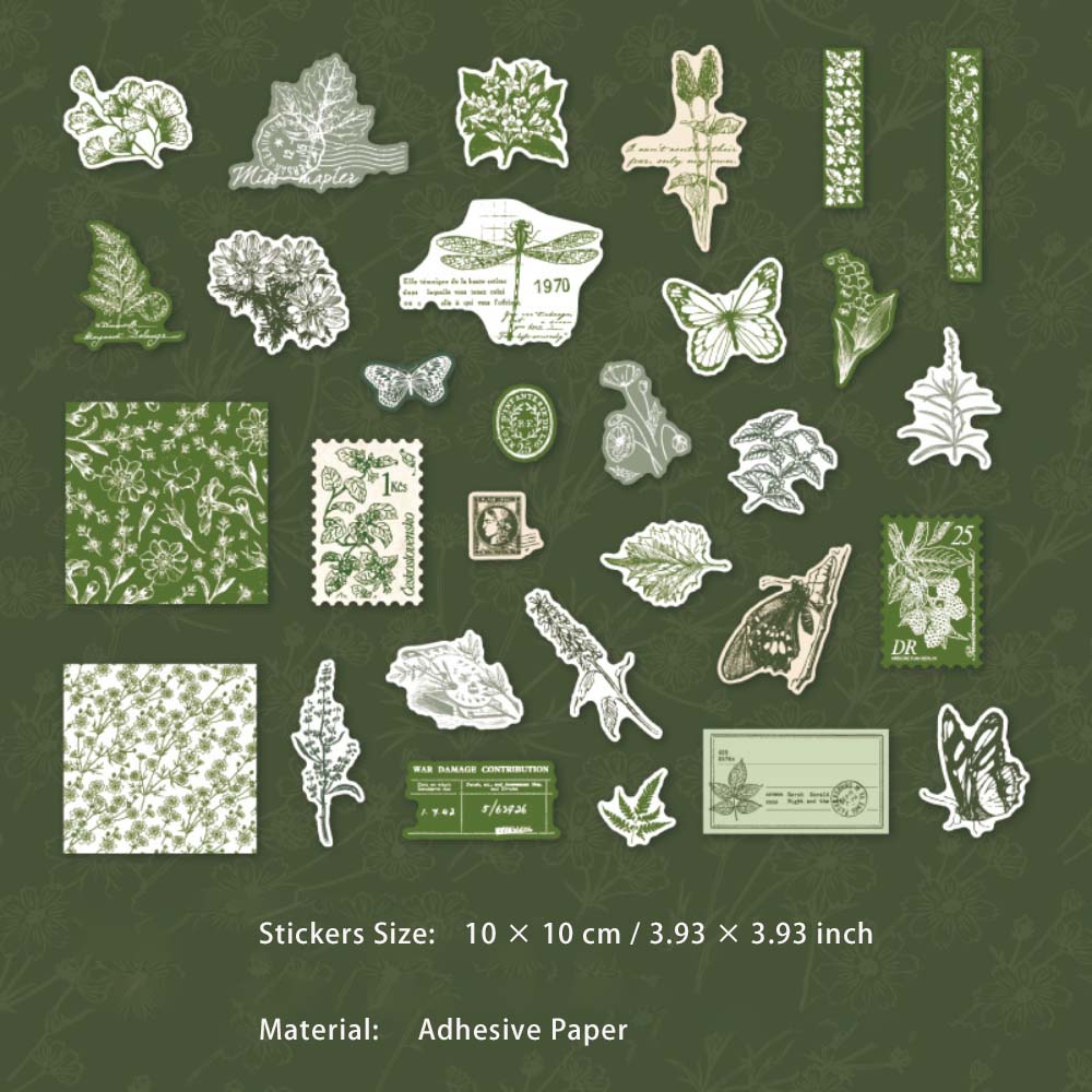 30 Pcs Vintage Scrapbook Stickers FZWR