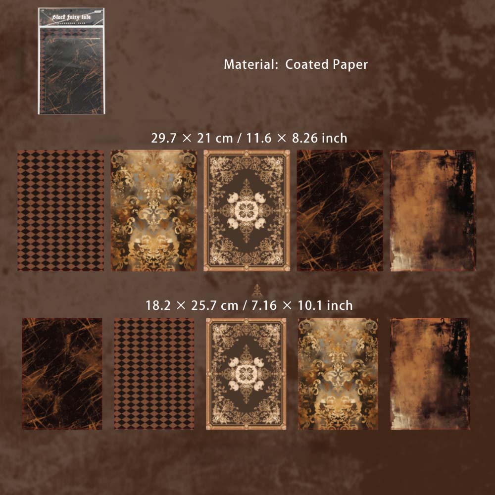 10 Pcs Dark Themed Scrapbook Paper HSTH