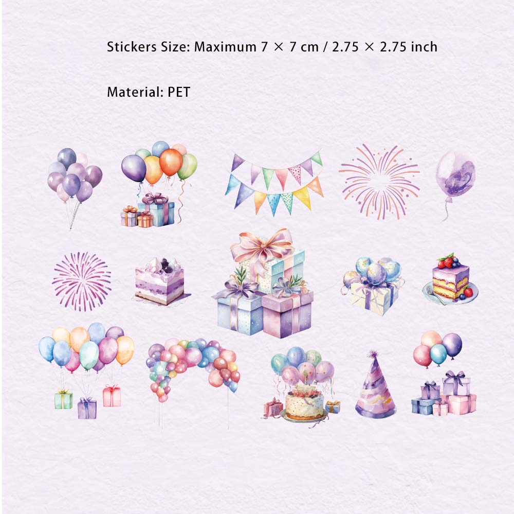 30 Pcs Party Theme PET Stickers MHPD