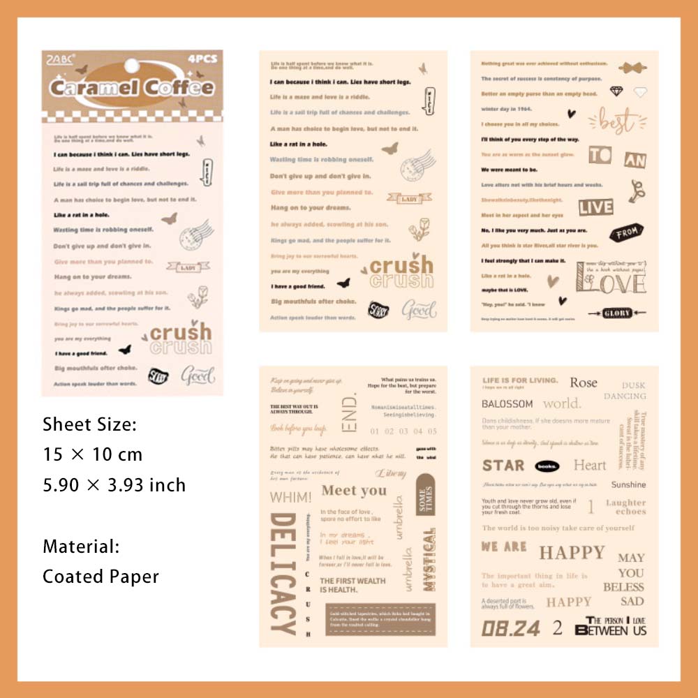 4 Sheets Decorative Word Stickers ZJXS