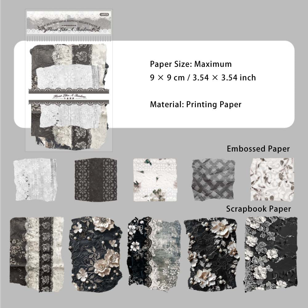 20 Pcs Embossed Paper and Scrapbook Paper FHRY