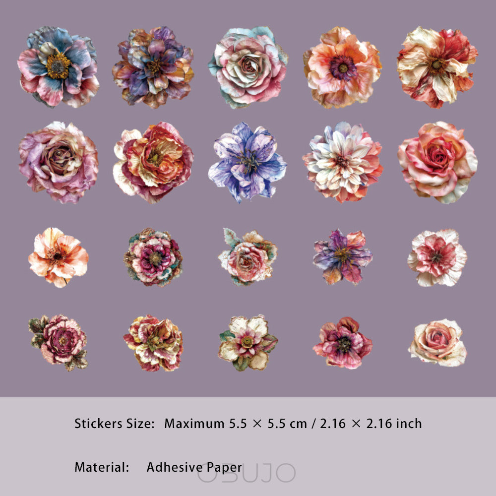 20 Pcs Vintage Flower Stickers FGHY