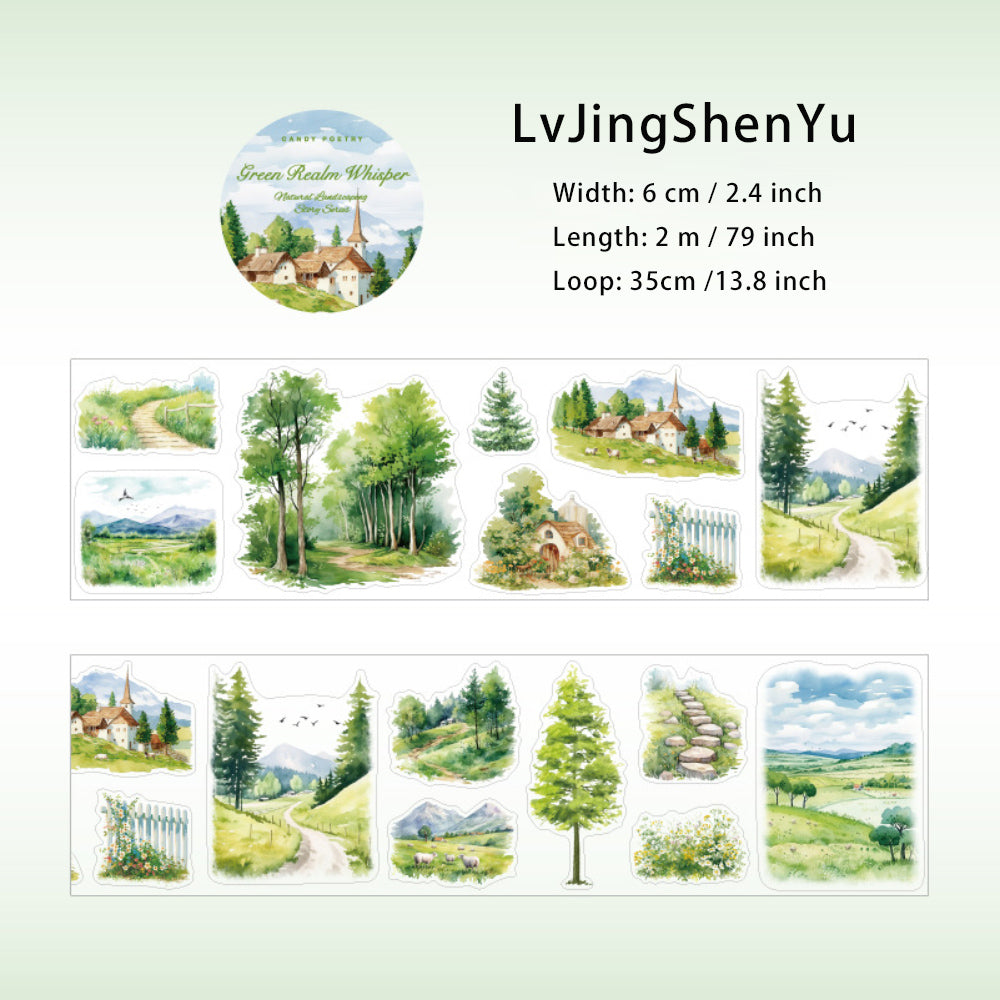 1 Roll Die-cut Seasonal Landscape PET Stickers Tape ZRZJGS