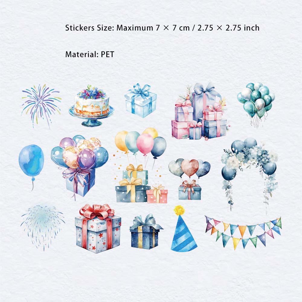 30 Pcs Party Theme PET Stickers MHPD