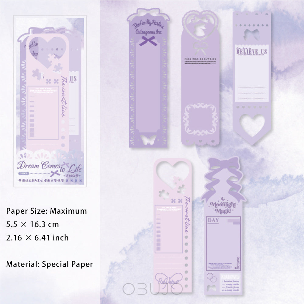 10 Pcs Cutout Bookmark Style Notepad Paper MYFS