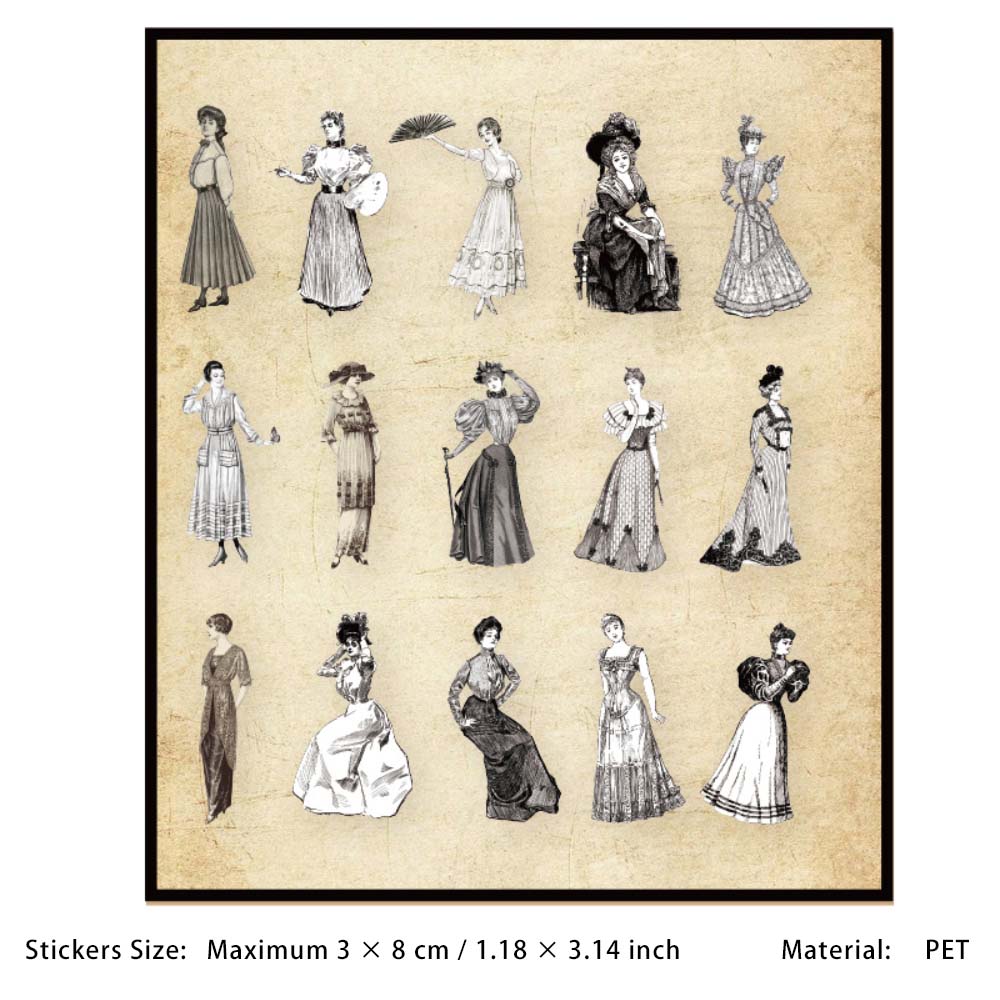 30 Pcs Vintage Lady Stickers MDSG