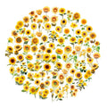100 Pcs Golden Sunflower PET Stickers