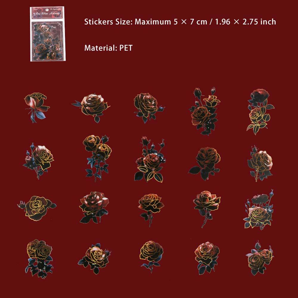 20 Pcs Dark Rose Stickers YHMG