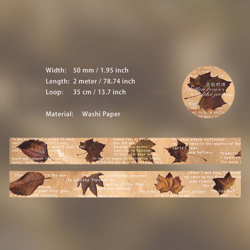1 Roll Maple Poetry Vintage Washi Tape YYSP