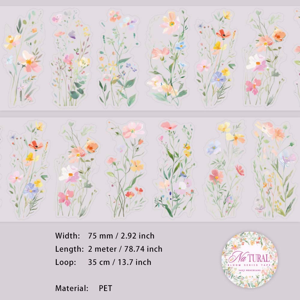 1 Roll Pre-cut Flower PET Stickers Tape ZRZF