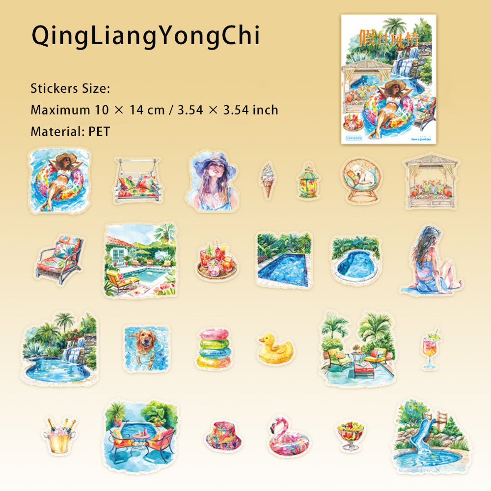 25 Pcs Travel Theme PET Stickers XRFQ