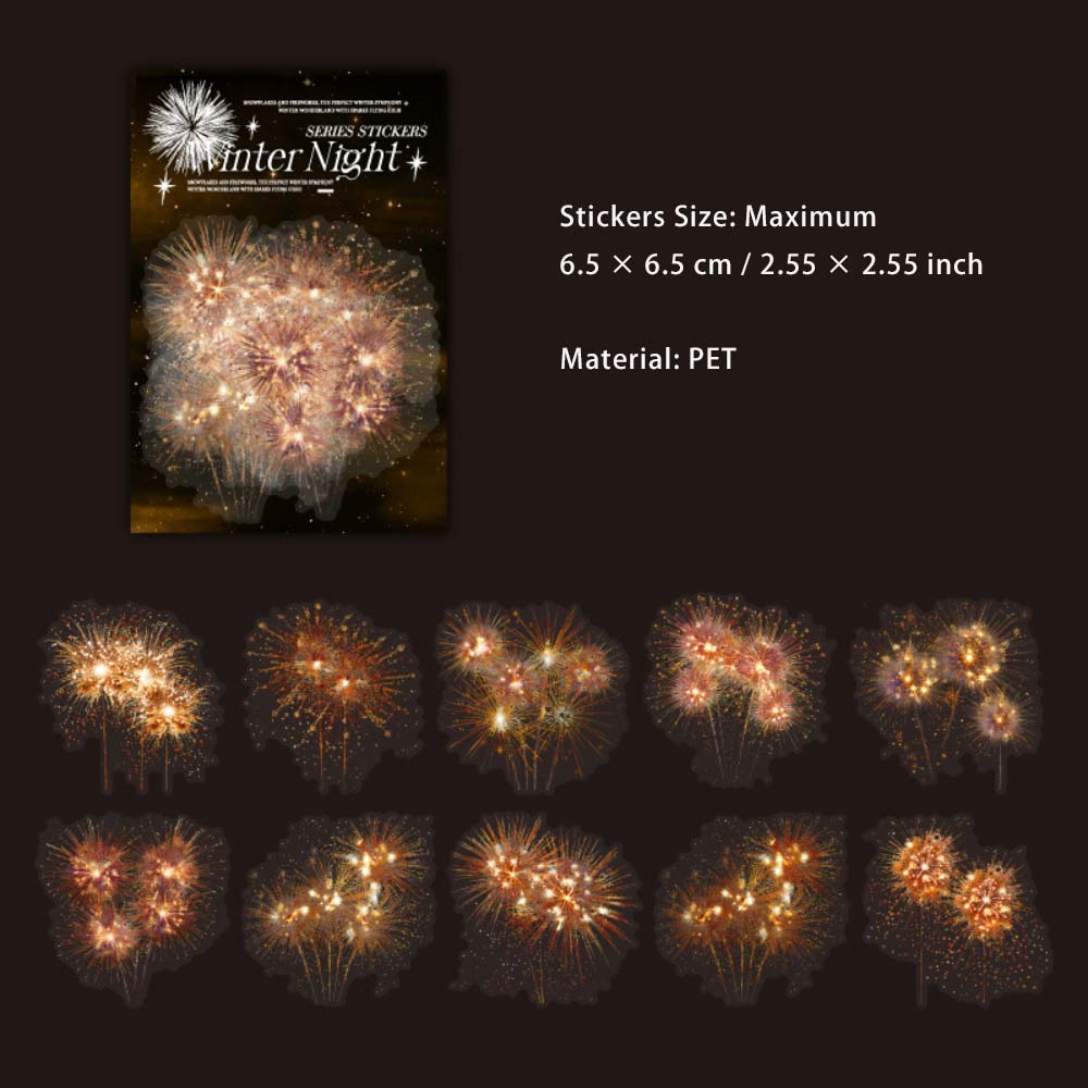 10 Pcs Firework Snowflake PET Stickers DRDY