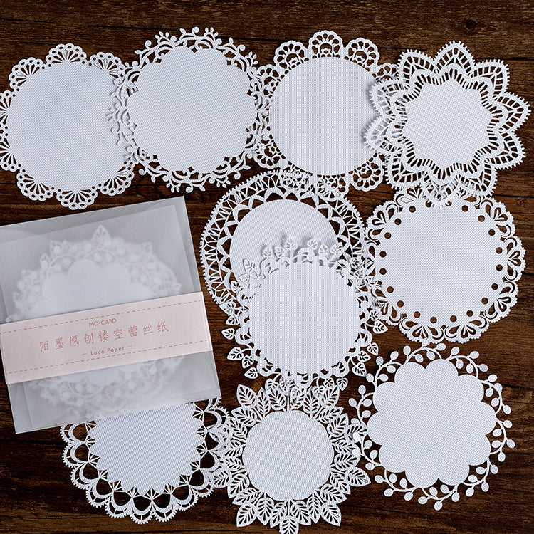 10 Pcs White Lace Hollow-out Journal Paper