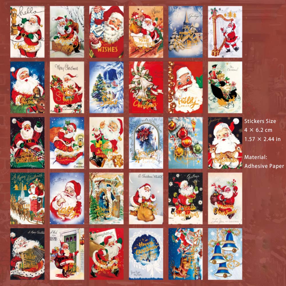 30 Sheets Christmas Stickers Book SDGSJ