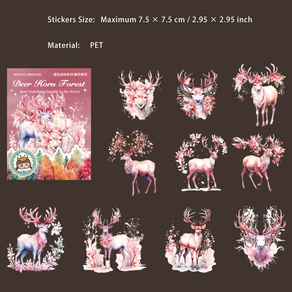 10 Pcs Deer Theme PET Stickers LJSL