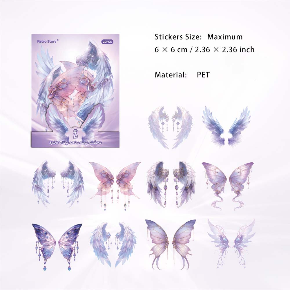 20 Pcs PET Wing Stickers LCXL