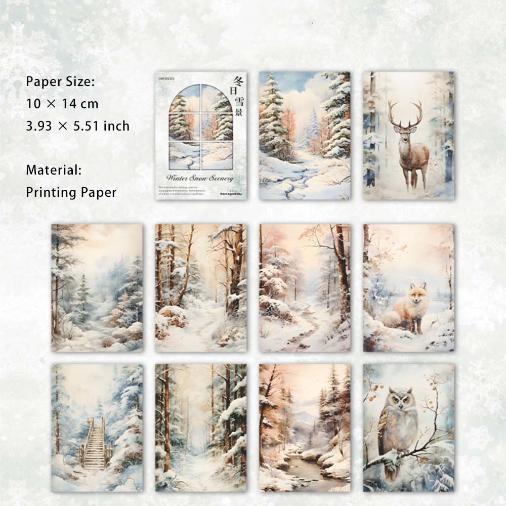 30 Sheets Snow Forest Scrapbook Paper DRXJ