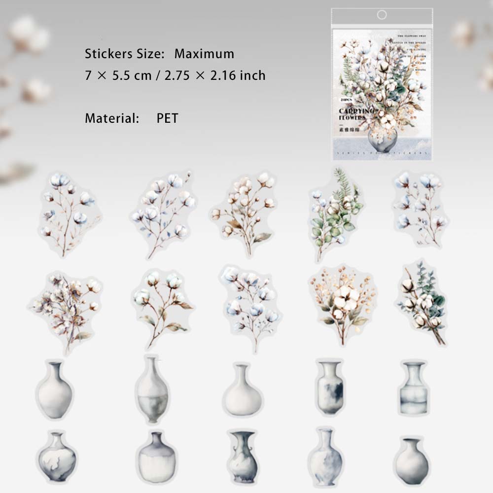 20 Pcs Bottle Branches PET Stickers XHSZ