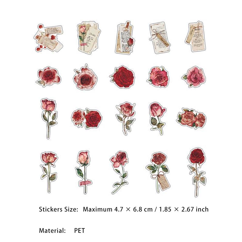20 Pcs Flower Theme PET Stickers SLLX