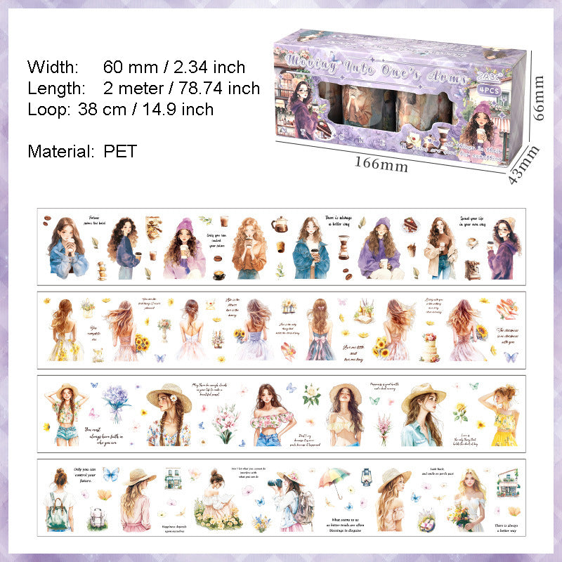 4 Rolls Seasonal Girl PET Tapes Set XDJB