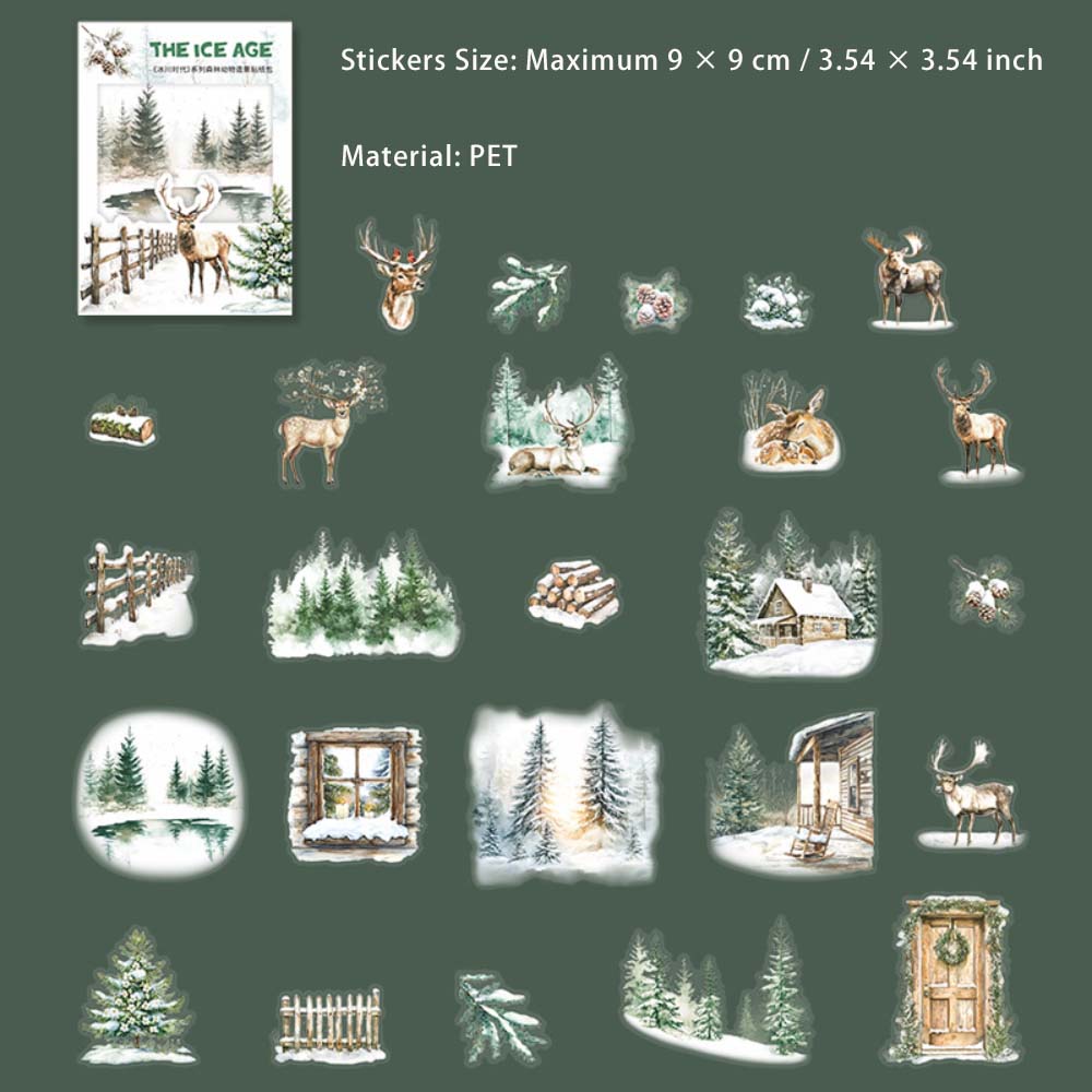 25 Pcs Winter Forest PET Stickers BCSD