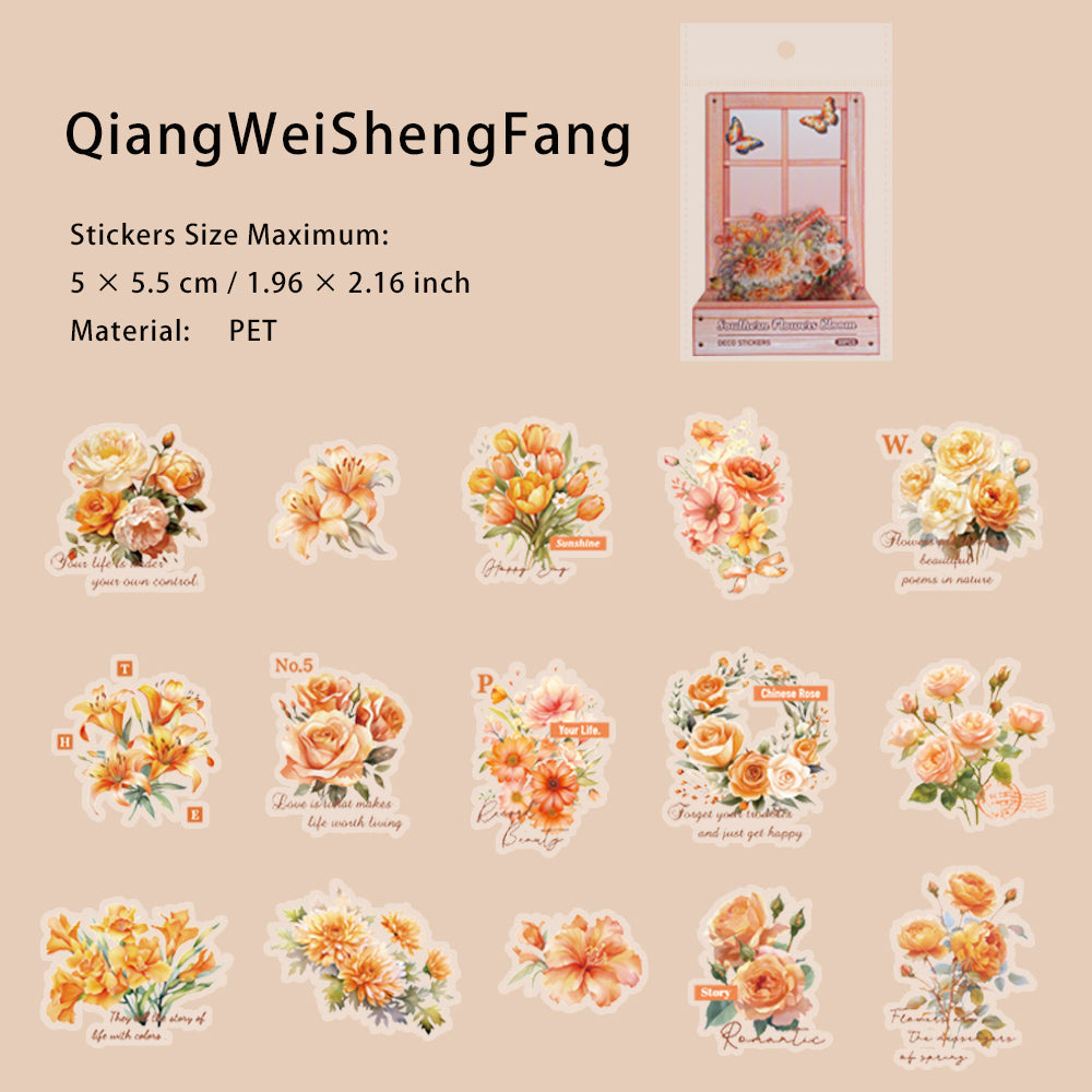 30 Pcs PET Flower Stickers NCHQ