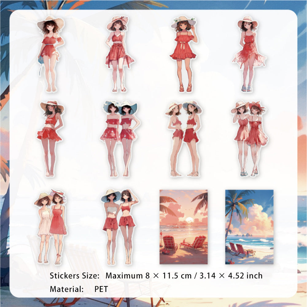 10 Pcs Bikini Gitl PET Stickers XRNS