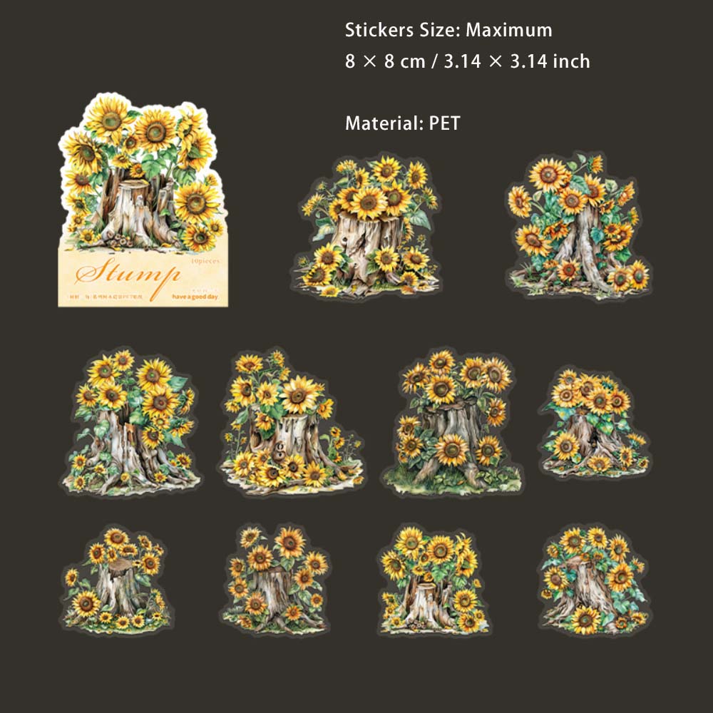 10 Pcs Tree Stump PET Stickers SZYJ