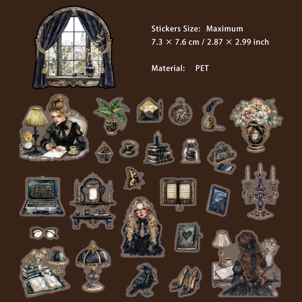 25 Pcs Dark Magic Theme PET Stickers HSSJ