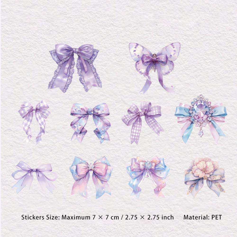 20 Pcs Holographic Bowknot PET Stickers DJXL