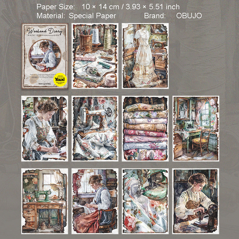 30 Pcs Weekend Theme Vintage Journal Paper ZMRJ